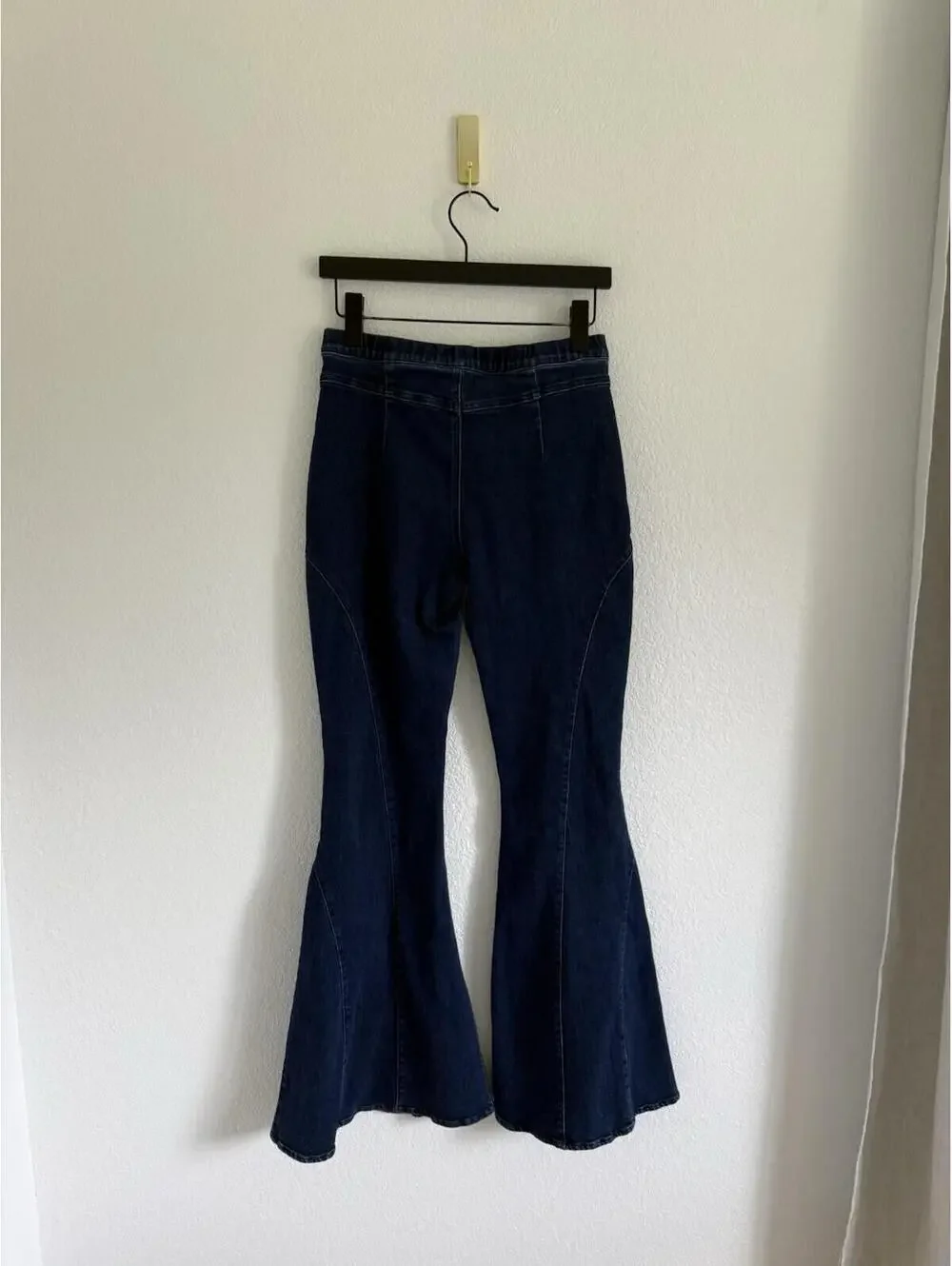 Entro Size L Retro High Waist Denim Flare‎ Hippie Casual Long Bell Bottom Jeans